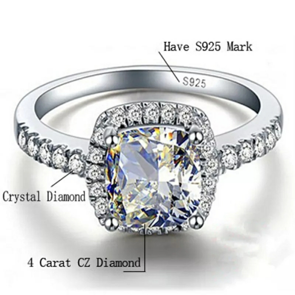 Solitaire Diamond Ring sterling silver